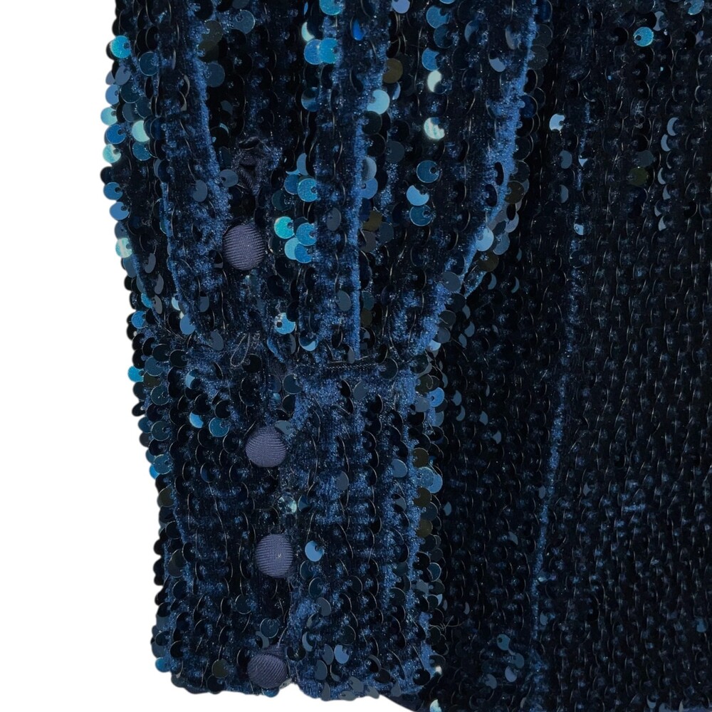 Camila Coehlo Jezabel Mini Dress Midnight Blue Womens Small Sequins Long Sleeve - Picture 10 of 14